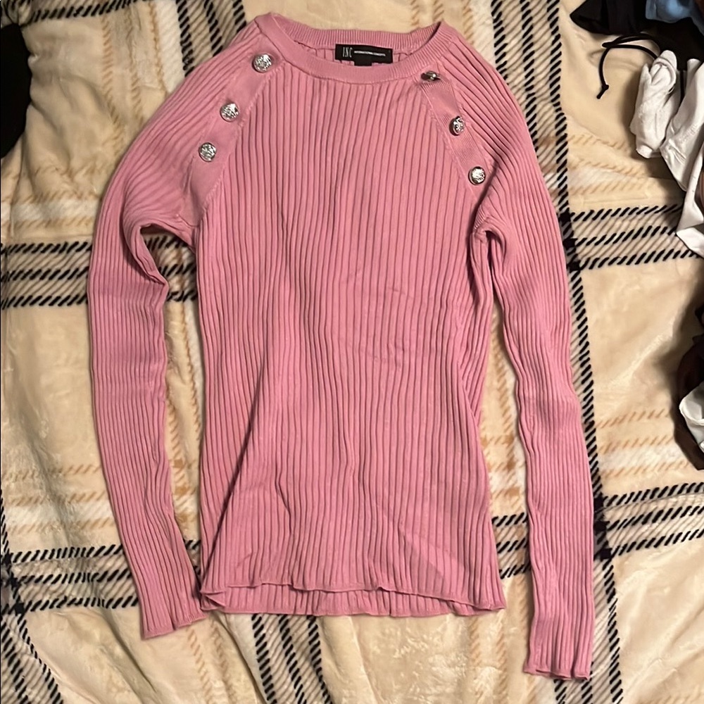 Pink Ribbed Long Sleeve Top